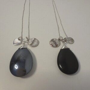 Hematite & Black Onyx Necklace Set Healing Charms 23"